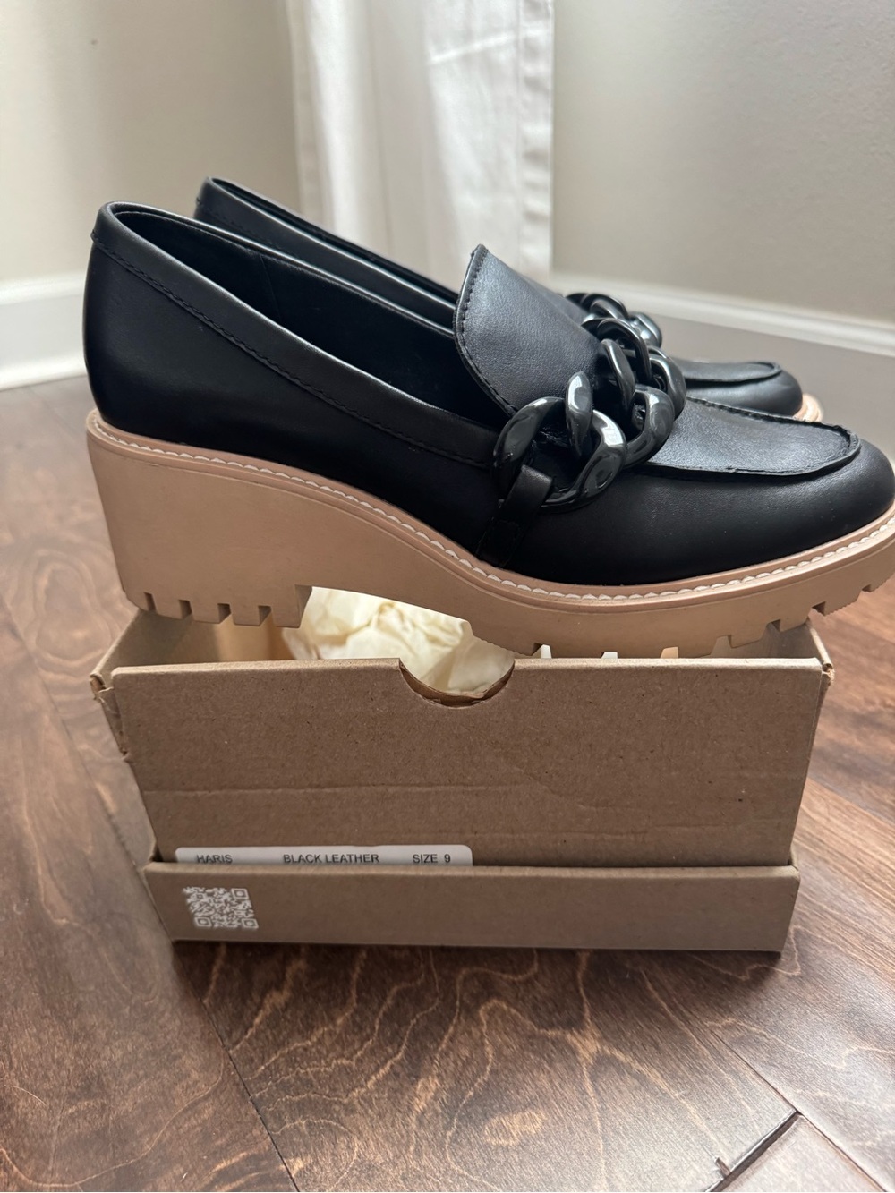 Dolce Vita Black Platform Chain Loafer Wedges - Women